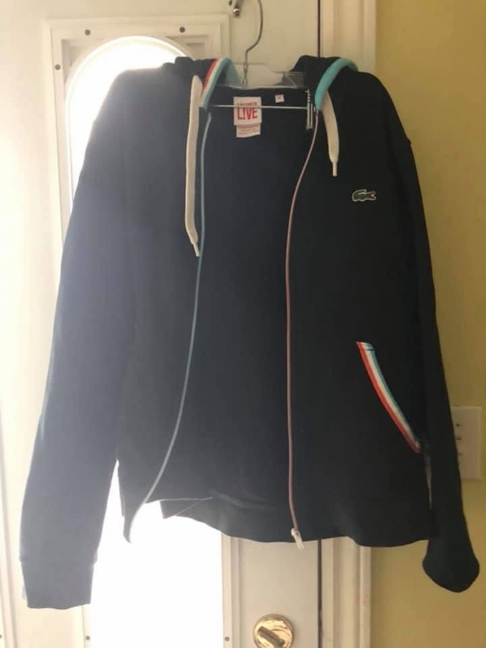 Lacoste Black Hoodie with Multicolor Trim